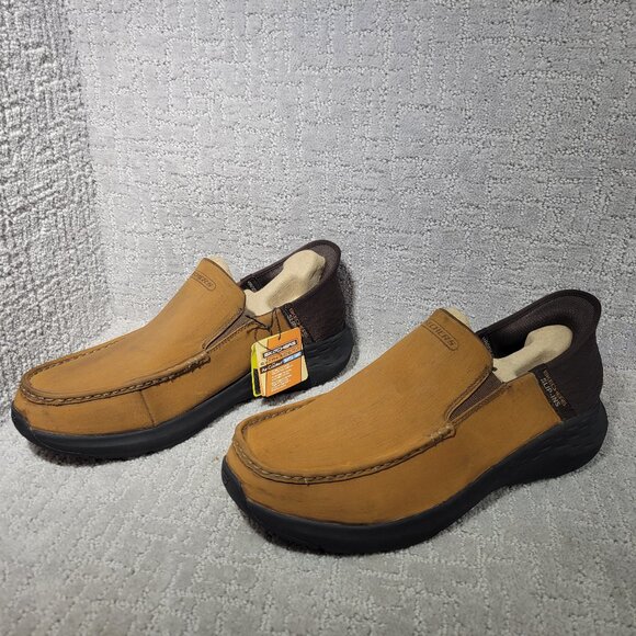 Skechers Parson Oswin Men's Size US 12 Brown Leather Slip On Shoes 204866WW - Picture 1 of 11